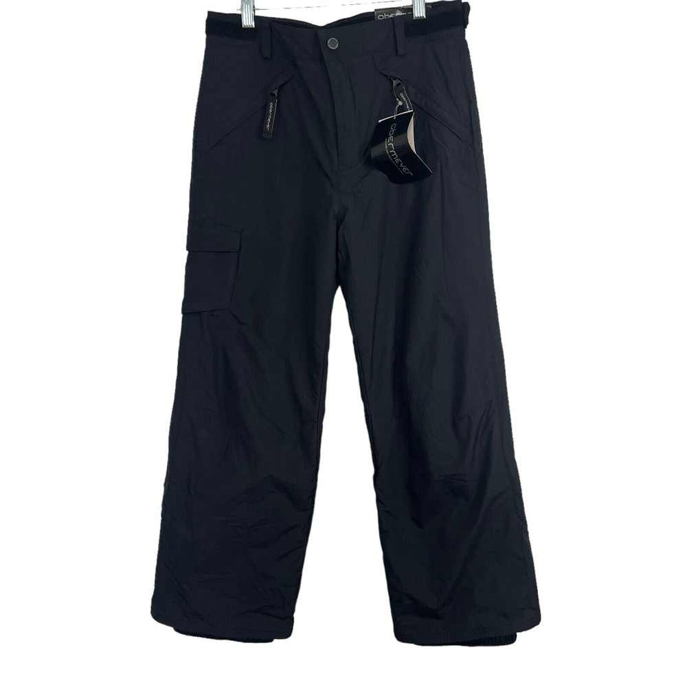 $110 Obermeyer Carve Cargo Teen Unisex Snow Pants Size L Black Ski Snowboard